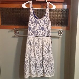 White and blue lace dress size medium